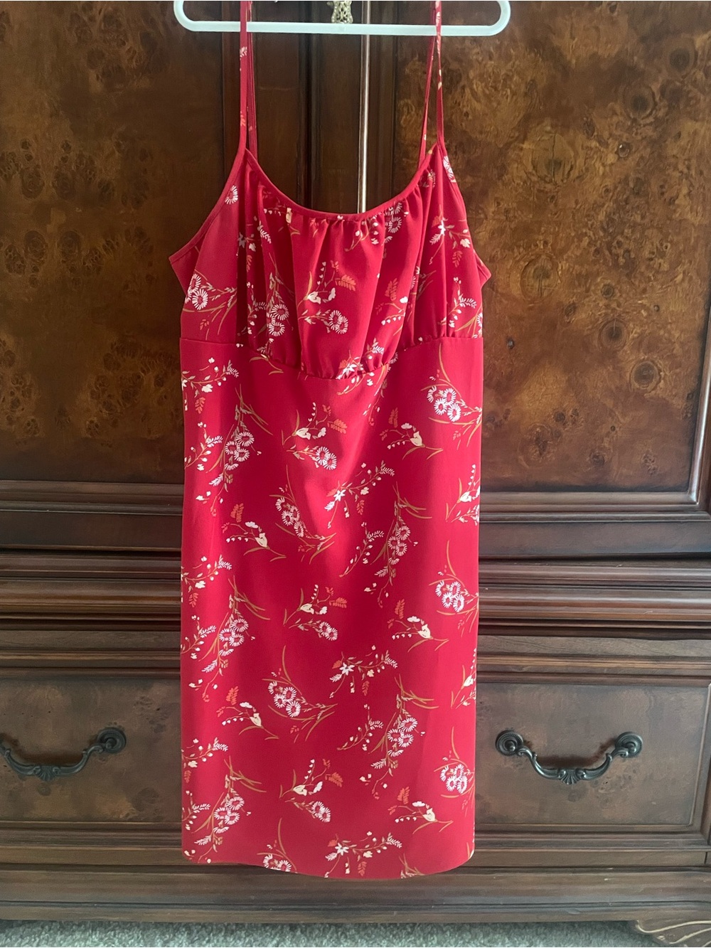 Express Red Floral Mini Slip Dress